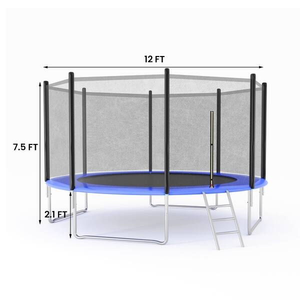12FT Trampoline with Safety Enclosure Net & Ladder, Spring Cover Padding Bed Bath & Beyond